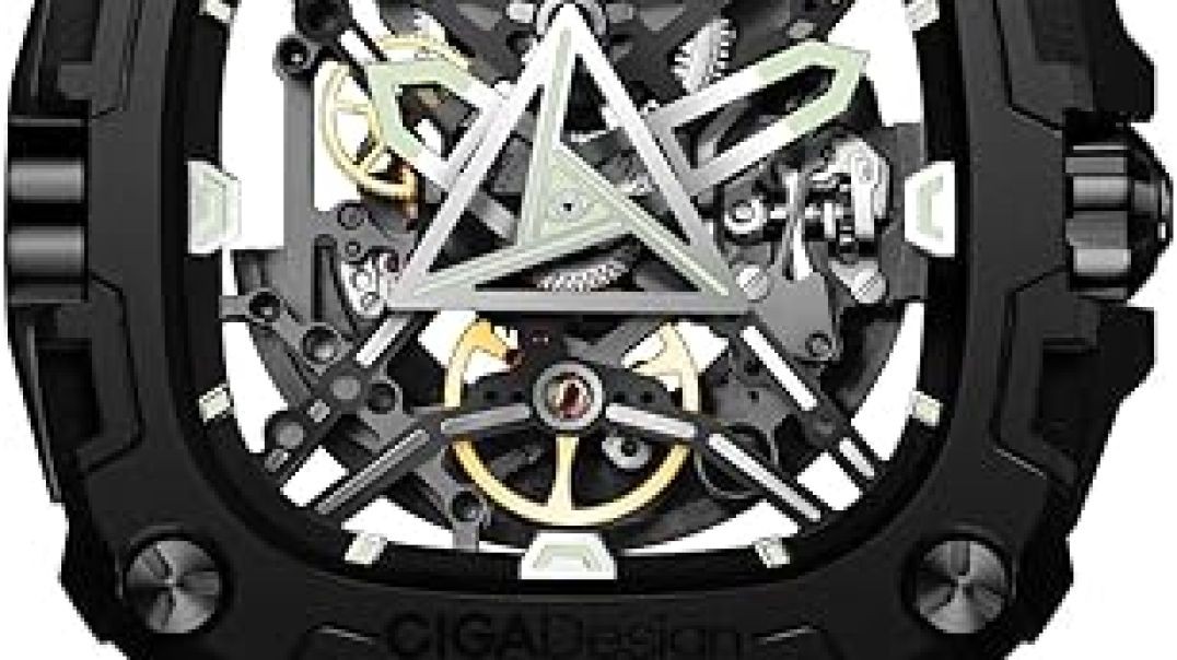 CIGA Design Automatic Watch - X Series Eye of Horus Mechanical Skeleton Watch Bioceramic Case Square Waterproof with Silicone Strap for Men and Women Gift, Analog Display Timepiece