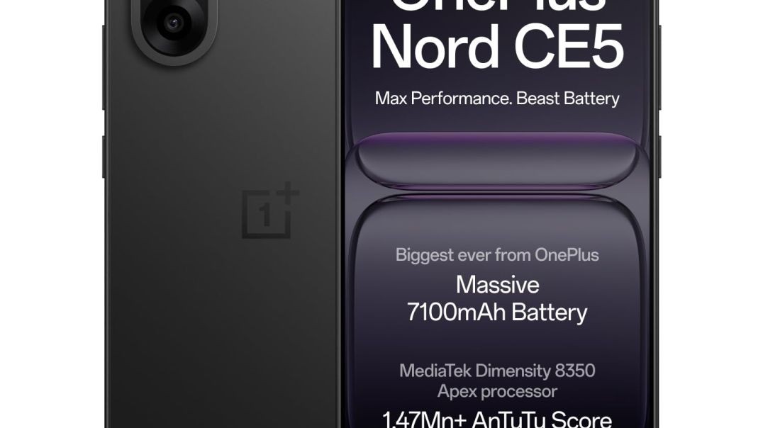 OnePlus Nord CE5 | MediaTek Dimensity | Massive 7100mAh Battery | Powered by OnePlus AI | 128GB 8GB | Black Infinity
