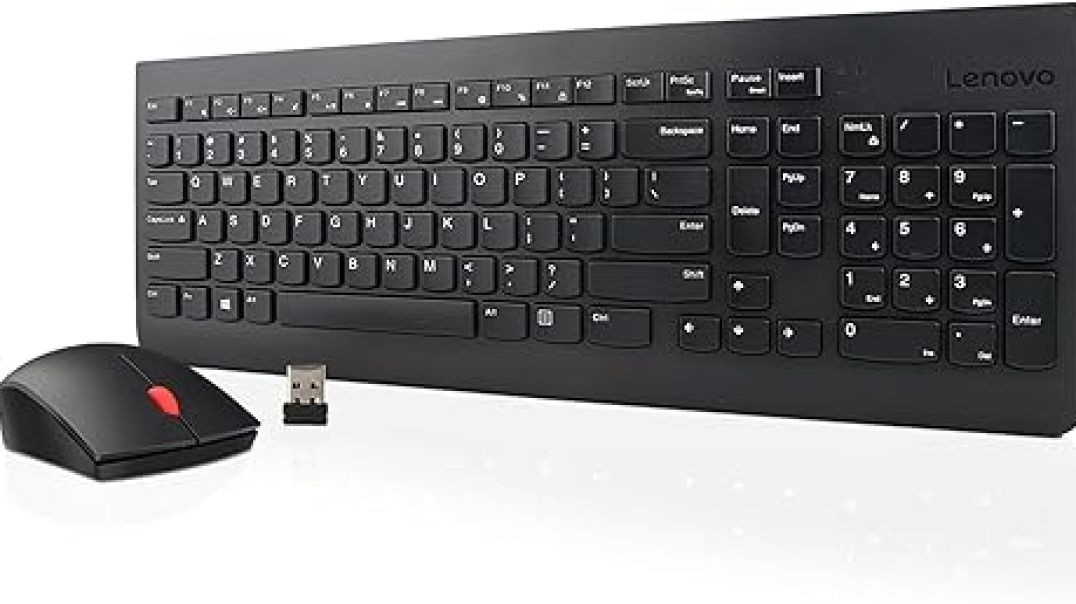 Lenovo 510 Wireless Keyboard & Mouse Combo, 2.4 GHz Nano USB Receiver, Full Size, Island Key Design, Left or Right Hand, 1200 DPI Optical Mouse, GX30N81775, Black
