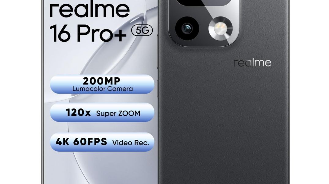 realme 16 Pro+ 5G Smartphone 8+256GB Grey, 144Hz AMOLED Display, 7000mAh Battery, 80W SuperVOOC, 200MP Periscope Primary Camera 50MP Front Camera, Snapdragon 7 Gen 4, IP69