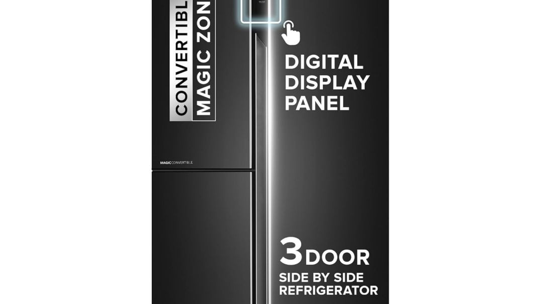 Haier SmartChoice 598L 3 Star 3-Door Side by Side Frost Free Refrigerator | Expert Inverter Technology | Digital Display Panel | Jumbo Ice Maker | Deo Fresh Technology (HRT-683GK, Graphite Black)