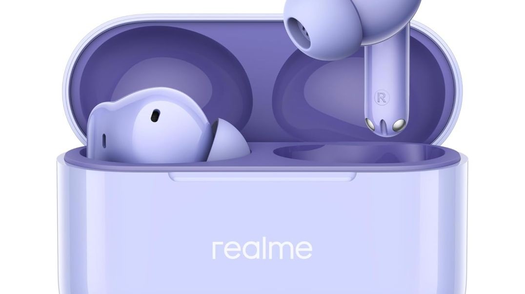 realme Buds T200 True Wireless Earbuds with Hi-Res Audio, 12.4mm Dynamic Bass Drivers, 32 dB ANC, Quad Mic, 45ms Latency, Upto 50 Hrs Playback, Fast Charge, IP55 Rated, BT 5.4 (Dreamy Purple)