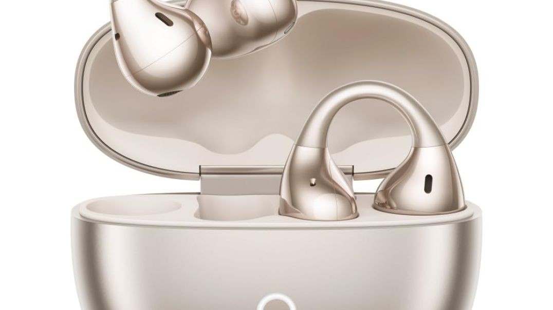 realme Buds Clip Open-Ear Wireless Earbuds with 11mm Dual Magnet Drivers, 3D Spatial Audio, 36H Playtime, AI ENC, IP55 Rating, and 45ms Low Latency (Titanium Gold)