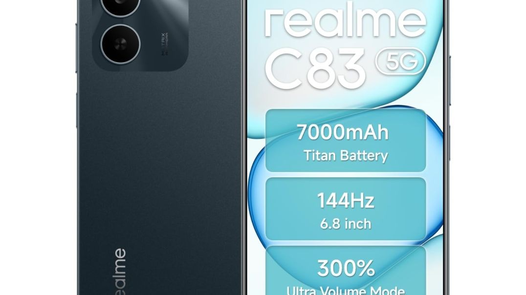 realme C83 5G Smartphone 7000mAh Titan Battery Dimensity 6300 Processor 6.8 Inch 144Hz Display 4GB RAM 64GB ROM Android 16, IP64 Waterproof Support AI Camera, Dual SIM, GPS, WiFi Green