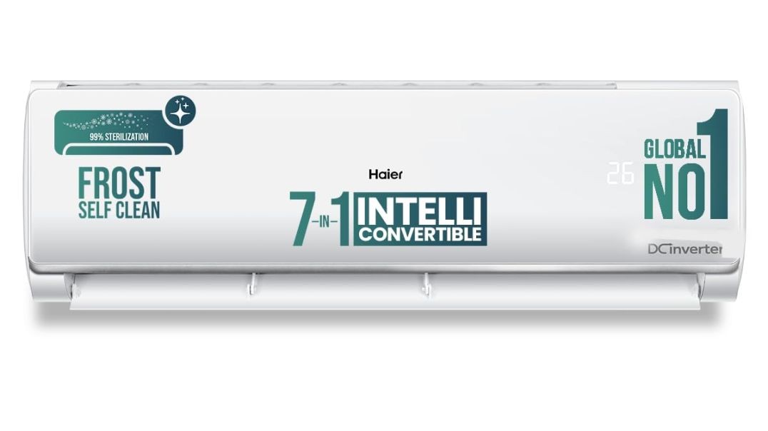 Haier 1.5 Ton 4 Star AI Climate Control Smart Split AC (5250 Watts, Copper, Wi-Fi, 4-Way Swing, Triple Inverter, 7 in 1, Frost Self Clean, HD Filter, Cools at 60°C - HSU18K-PYAIR4BN-INV, White)