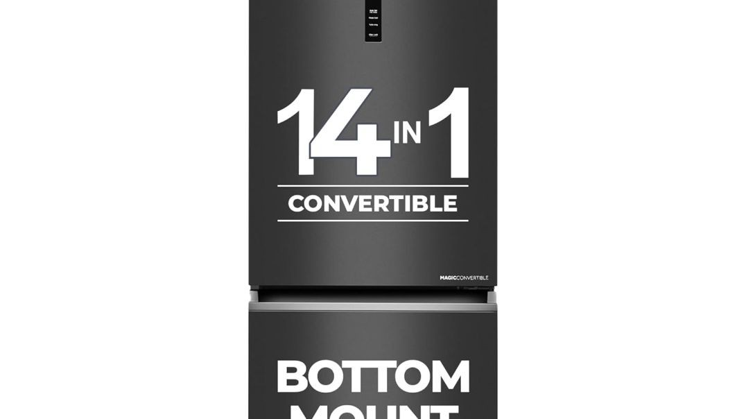 Haier 325 L 3 Star Frost Free Bottom Mount Double Door Refrigerator|Convertible 14-in-1|Jhukna Mat-Bottom Freezer|Digital Display Panel|Triple Inverter|Twist Ice Maker (HEB-333GB-P, Graphite Black)