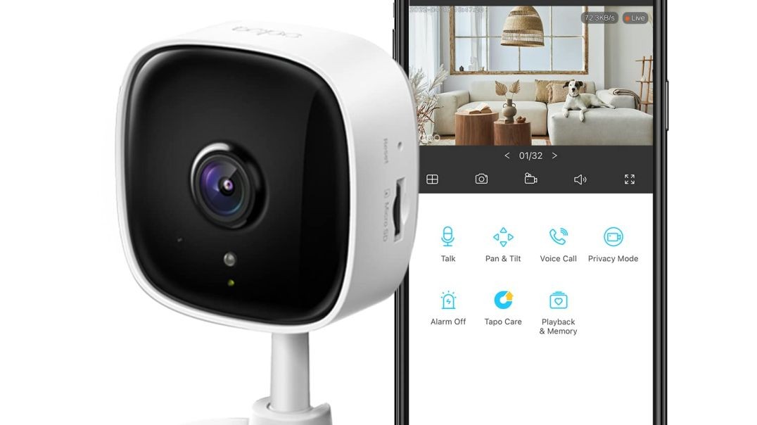 TP-Link Tapo 2K Indoor Security Camera for Baby Monitor, Dog Camera w/ Motion Detection, 2-Way Audio Siren, Night Vision, Cloud & SD Card Storage(Up to 256 GB)