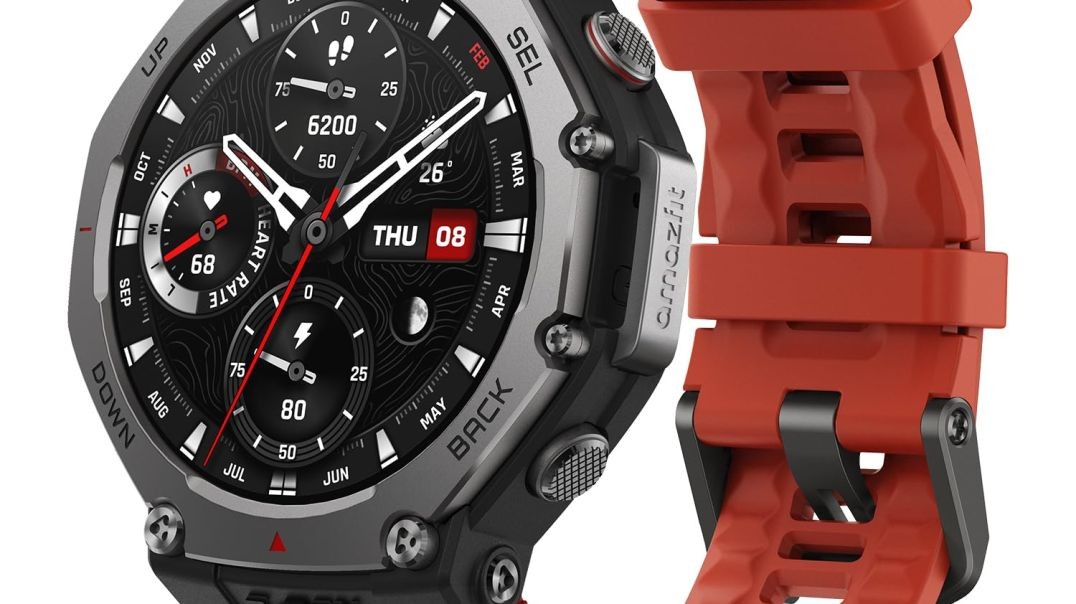 Amazfit T-Rex 3 Outdoor Rugged Military 48mm Smart Watch, Built in GPS, 27 Days Battery Life, Offline Maps, 2000 Nits Brightness, 10 ATM Water Resistance, AI Coach, for iOS & Android