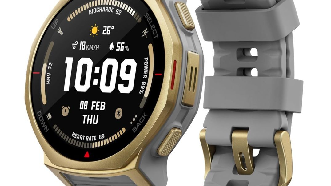 Amazfit T-Rex 3 Pro Outdoor Smart Watch 44mm Sapphire AMOLED Display with Flashlight, Ti Bezel, Dual Band GPS, Offline Maps, 17 Days Battery, 10 ATM, 180+ Sports Mode for Android & iPhone, Arctic Gold