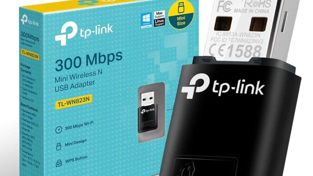 TP-LINK WiFi Dongle 300 Mbps Mini Wireless Network USB Wi-Fi Adapter for PC Desktop Laptop(Supports Windows 11/10/8.1/8/7/XP, Mac OS 10.9-10.15 and Linux, WPS, Soft AP Mode, USB 2.0) (TL-WN823N),Black
