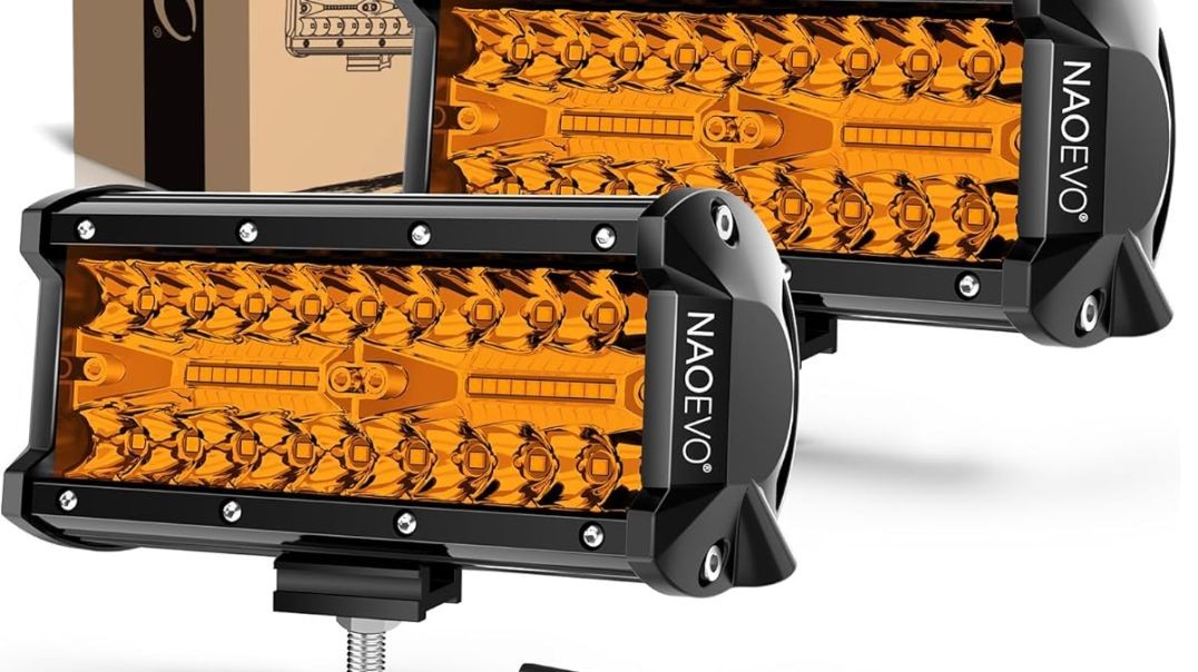 NAOEVO 7inch Amber LED Light Bar 240W 24000LM Fog Lights LED Bar Lights with Spot Flood Combo Beam Led Work Lights Off-road Light for Jeep Truck Boat SUV UTV ATV (2 Pcs)