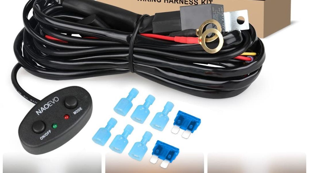 NAOEVO Wiring Harness 12FT, Specially Customized for NAOEVO 6 Modes LED Light Bar, 12V 40A Relay for Switching Between Different Modes -2 Leads