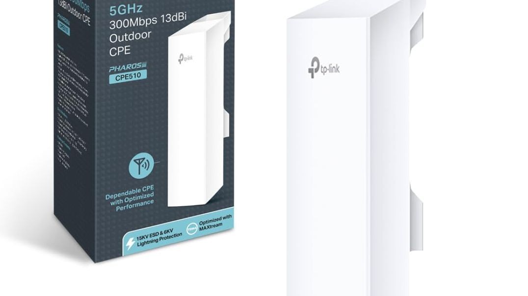 TP-Link 5GHz N300 Long Range Outdoor CPE for PtP and PtMP Transmission | Point to Point Wireless Bridge | 13dBi, 15km+ | Passive PoE Powered w/Free PoE Injector | Pharos Control (CPE510) White