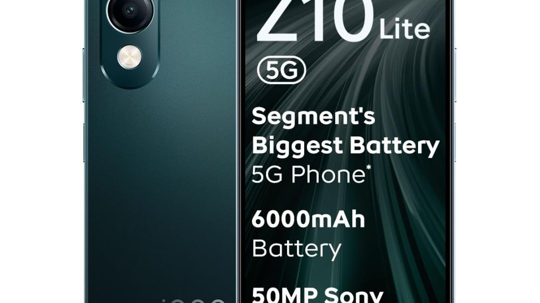 iQOO Z10 Lite 5G (Cyber Green, 4GB RAM, 128GB Storage) | 6000 mAh Battery | Dimensity 6300 5G Processor with 433K+* AnTuTu Score | IP64 Rated & Military Grade Shock-Resistance*
