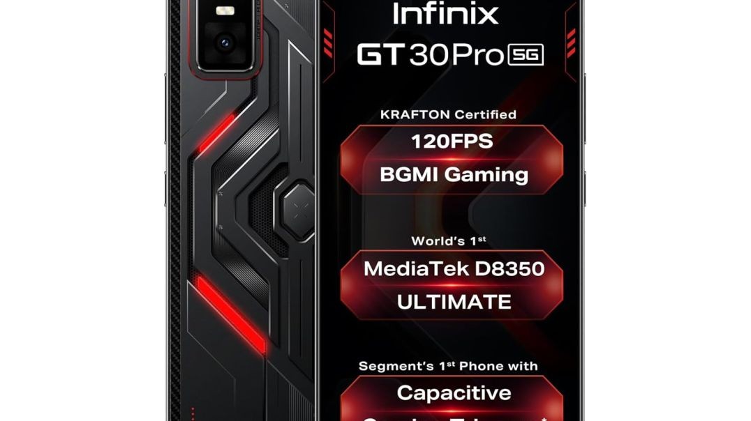 Infinix GT 30 Pro 5G+ (Dark Flare, 8GB RAM, 256GB Storage) | MediaTek D8350 Ultimate | 120FPS BGMI Gaming | Gaming Triggers | 1.5 Million+ AnTuTu | Infinix AI