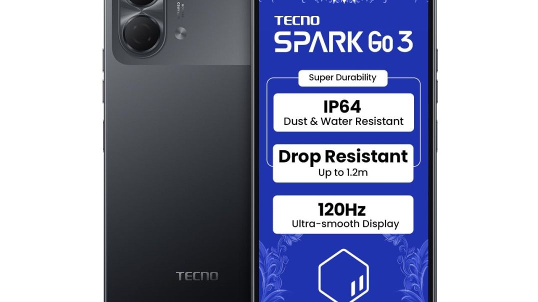 Tecno Spark GO 3 (Ink Black, 4GB+64GB | Super Durability Drop Resistant & IP64 Rated | Make Calls Without Network* |Ella Al in Your Own Language | Super Smooth 120Hz 6.74